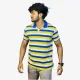 Men's Blue Yellow White Striped Polo T-Shirt | Premium Cotton Regular Fit